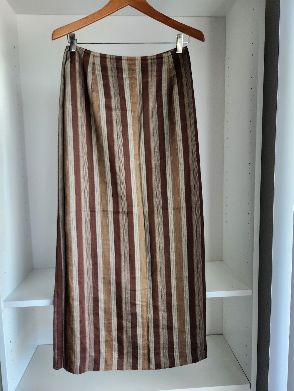 Country Road Vertical Striped Maxi Skirt in Brown and Cream